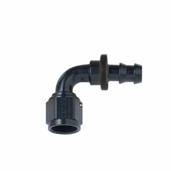 Hose Fitting #6 90 Deg Push Lock Black