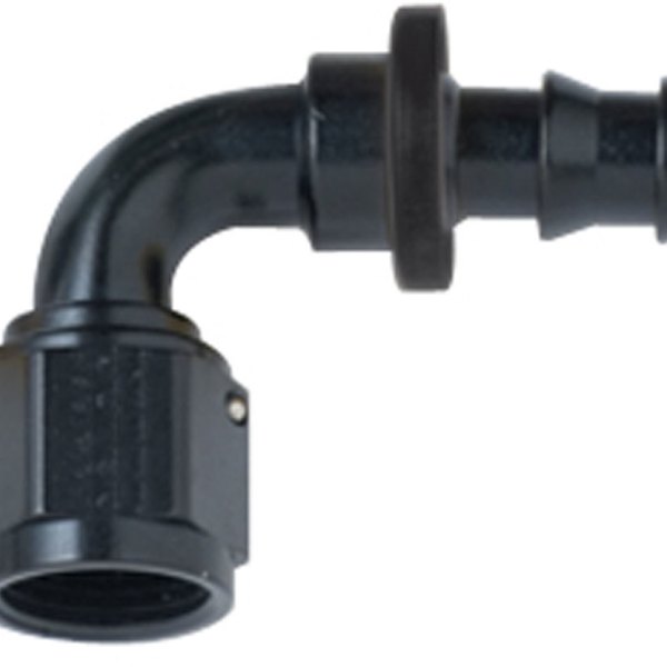Hose Fitting #10 90 Deg Push Lock Black